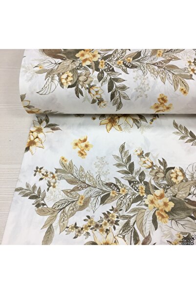 Renk Tekstil Lilyum Desenli %100 Pamuk Metrelik Poplin Kumaş