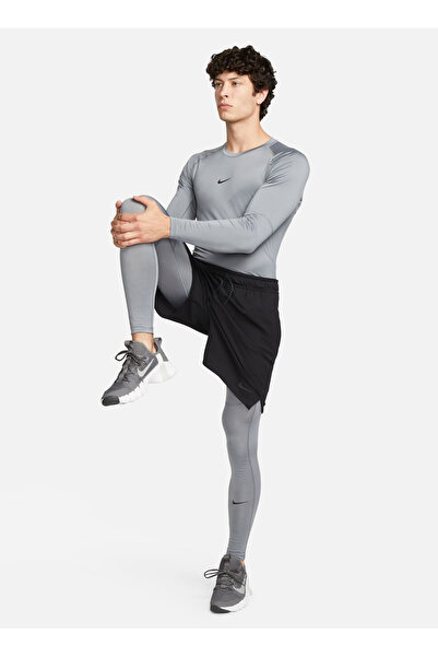 Nike Men's Round Neck Long Sleeve T-Shirt - Black Gray Silver FB7919-084 M NP...