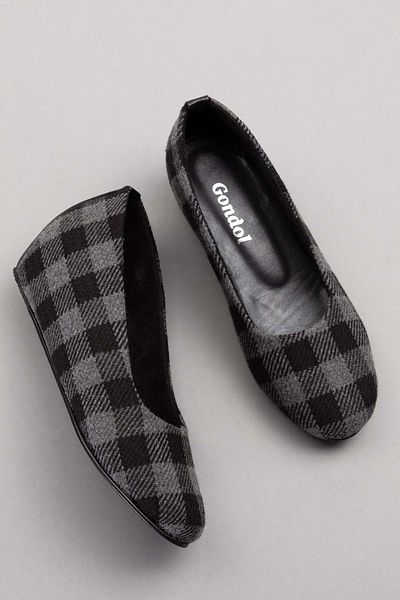 Gondol Pantofi de acasă cu model în carouri din piele Mik.590