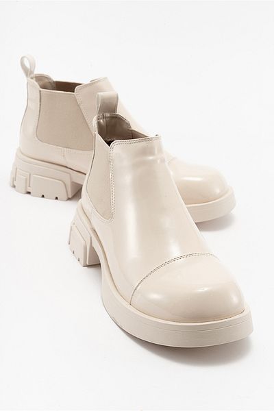 LuviShoes Γυναικείες μπότες CAFUNE Μπεζ λουστρίνι
