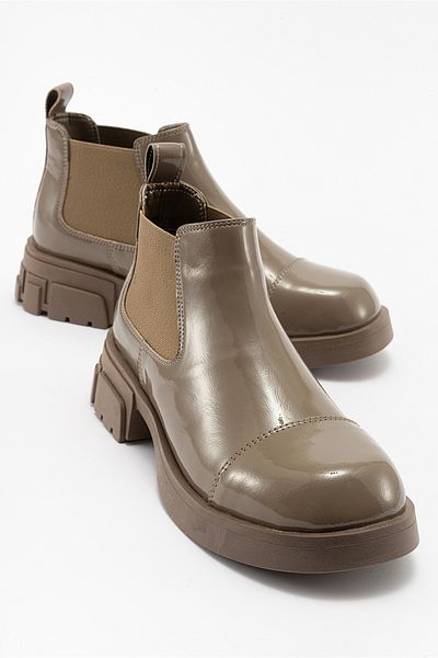 LuviShoes Γυναικείες μπότες CAFUNE Σκούρο Μπεζ λουστρίνι