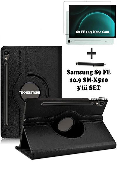 TEKNETSTORE سامسونج جالاكسي تاب S9 FE مقاس 10.9 بوصة متوافق مع تابلت 360 درجة من جلد البولي يوريثان Sm-x510
