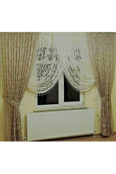 AŞİYAN Bej Rengi Kanat Fon Perde -2 Kanat