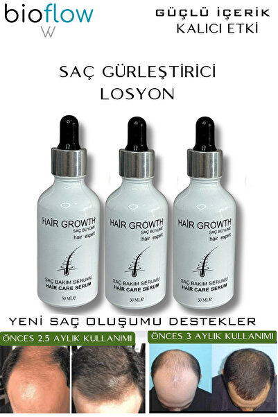 BioFlow مزيل الشعر وGür لهم ليون / العناية بالشعر / الحل الطبيعي للصلع (3 قطع)