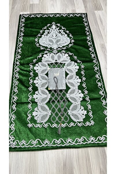 AYHANHOME Σετ χαλιών προσευχής 3 τεμαχίων βελούδινη προίκα με γαλλική δαντέλα