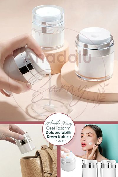 Anadolu Saray Multi-Purpose Acrylic Vacuum Travel Type Refillable Cosmetic Cream Lotion Foundation Box