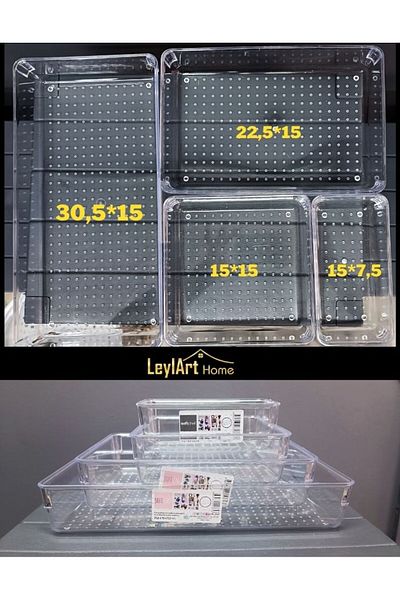 LeylArt Home 4-Piece Modular Drawer Table Closet Organizer Multi-Purpose Organizer Acrylic| Transparent
