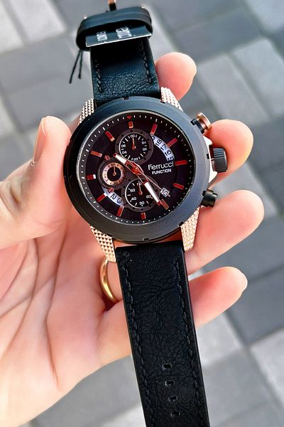 Ferrucci Function 3 Atm Waterproof Leather Cord Men's Wristwatch