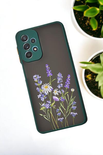 mooodcase Samsung Galaxy A23 Uyumlu Lavender Desenli Buzlu Şeffaf Lüx Telefon Kılıfı