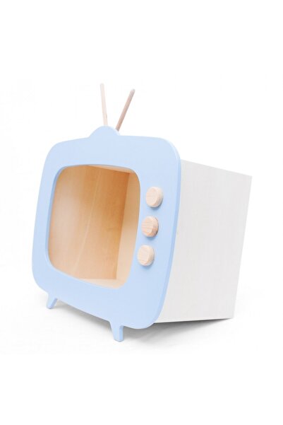 Ahşap Retro Tv /Mavi