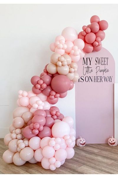 Çemrek Süs Parti Rosewood pink blush pink balloon chain bunch 60 pieces of balloons