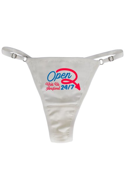 Ebsem Open 24/7 Retro - Lenjerie intimă pentru femei, din bumbac, cu design neon, ajustabilă, tip G-string, tanga