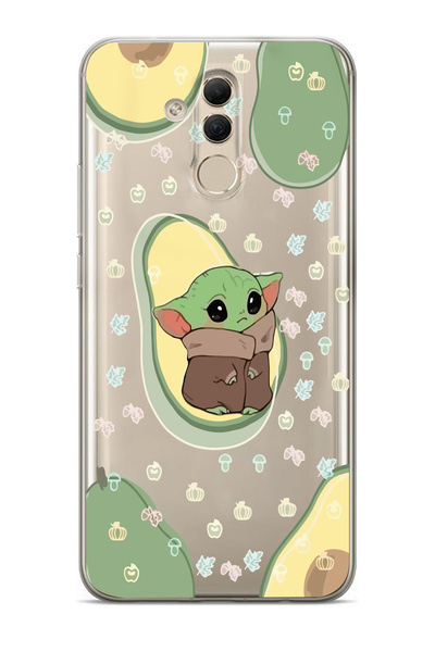 Magic Ring Huawei Mate 20 Lite Uyumlu Baby Yoda Desenli Şeffaf Telefon Kılıfı