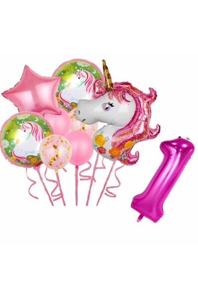 MFM Set baloane din folie cu tematica unicorn de 1 an 100 cm