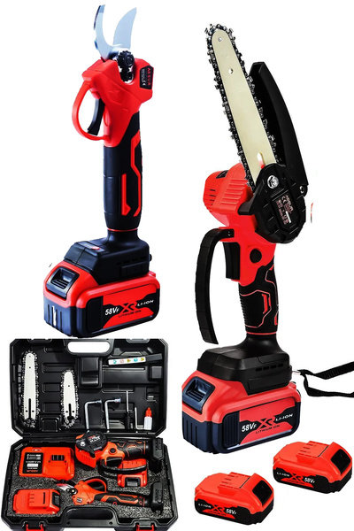 MOONSHOP Japan Teknoloji Bakır Pro 2 Li Set Çift Akülü Şarjlı Dal Budama Maka...