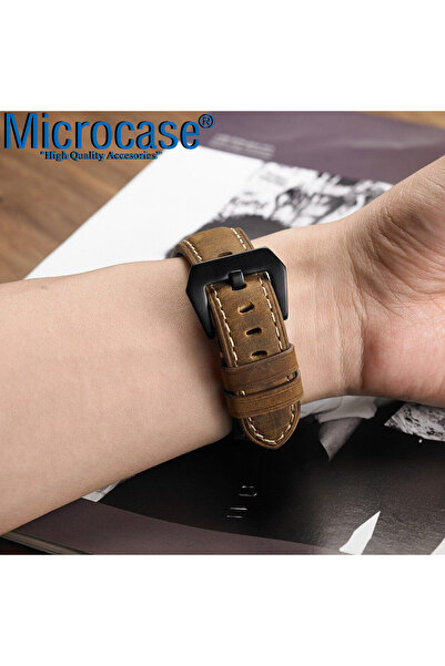 Microcase Universal 22 mm Akıllı Saatler için Tokalı Deri Kordon Kayış - KY86
