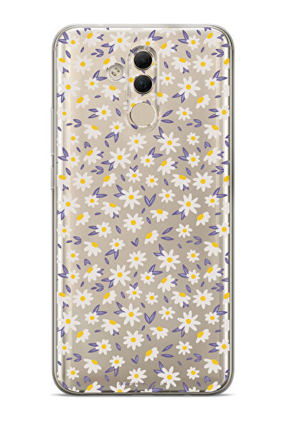 Magic Ring Huawei Mate 20 Lite Uyumlu Papatya Desenli Şeffaf Telefon Kılıfı