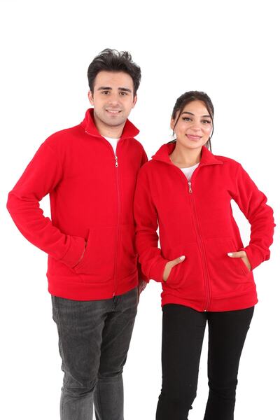 DİVİSTA Φούτερ με μακρυμάνικο φερμουάρ Unisex Red Fleece