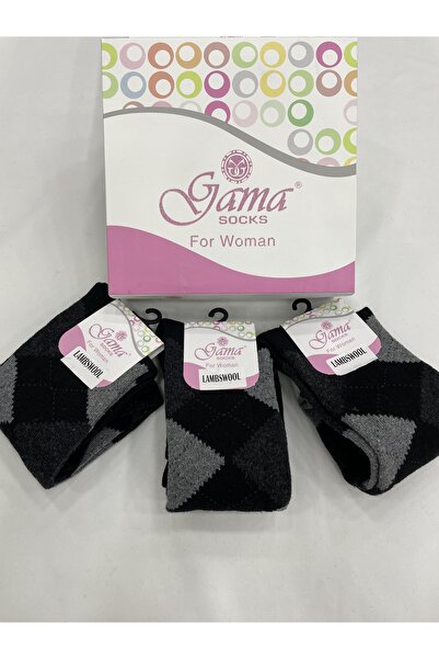 Gama Çorap 3 части дебели зимни дамски чорапи от истинска агнешка вълна, дълги под коляното