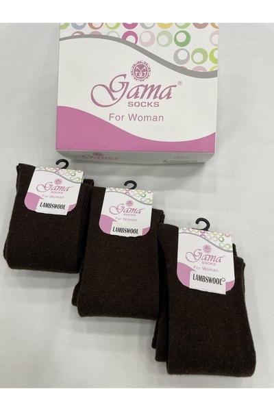 Gama Çorap 3 τεμάχια γνήσιες χειμερινές γυναικείες κάλτσες από μαλλί αρνιού μακριά πάνω από το γόνατο