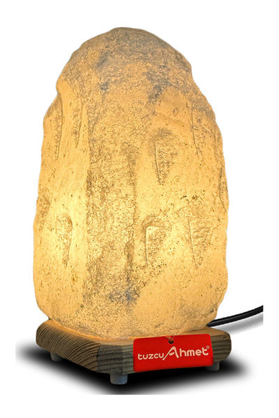 Tuzcu Ahmet Beyaz Kaya Tuzundan Yapılmış Tuz Lambası 3-4 Kg Yüksek Işık