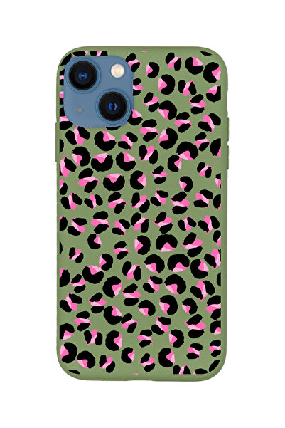 KaffCase حافظة هاتف آيفون 15 من السيليكون الفاخر بلون وردي الفهد