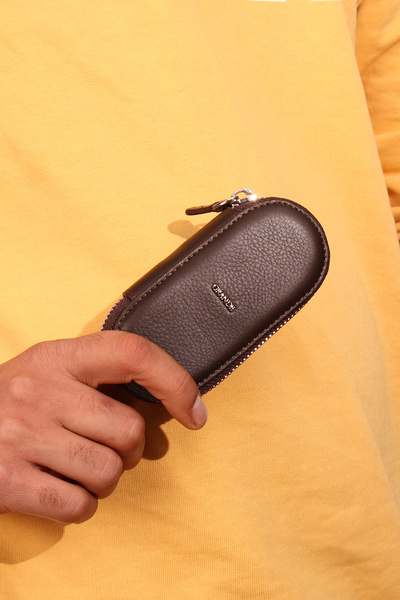 Grande Breloc din piele naturală maro pentru bărbați 716