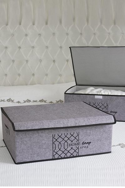 Pazar Kapısı Multi-Purpose Base Box with Felt Lid Gray 50x40x19cm