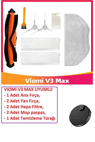 LİN GRUP V3 Max Robot Vacuum Cleaner - Replacement Hepa Filter and Brush Set