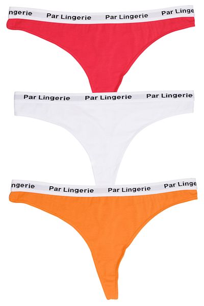 par lingerie pl Red-White-Orange Set of 3 Women's Thong String
