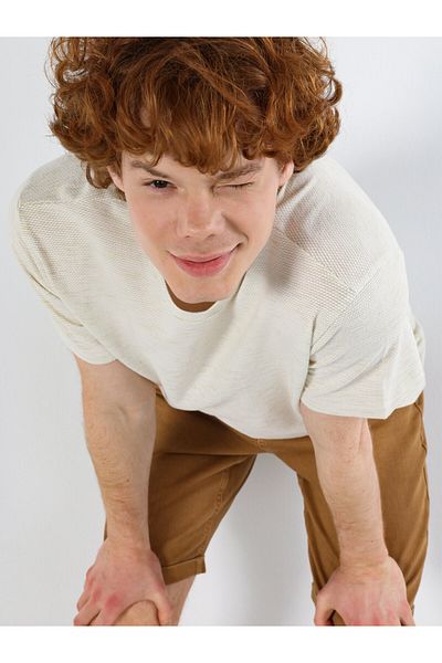 Colin's Tricou alb cu mânecă scurtă pentru bărbați, cu croiala normală
