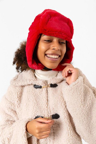 Saria Modd Faux Fur Snow Beret/Cap with Headphones