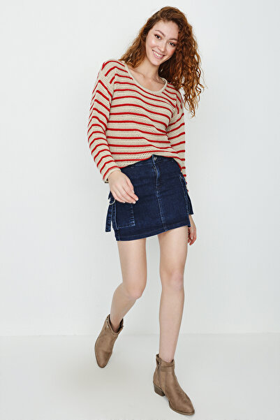 Select Moda Жіноча темно-синя міні-спідниця з джинсової тканини з кишенями