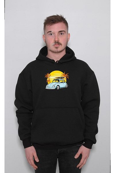 BIGROON Hanorac cu glugă retro unisex Volkswagen Beetle Vosvos Summer