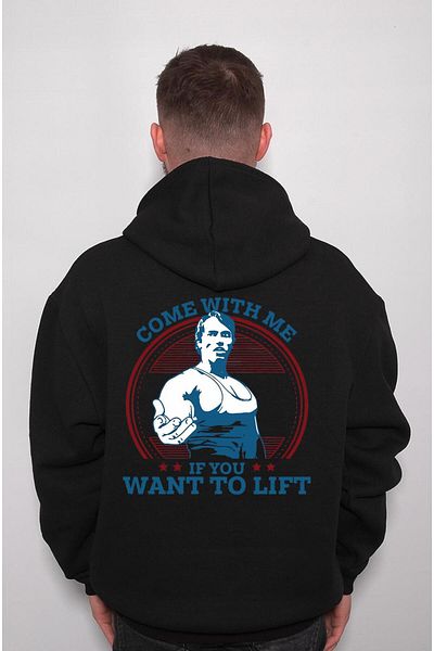 BIGROON Arnold Schwarzenegger - Unisex φούτερ με κουκούλα, φούτερ "If You Want To Lift"