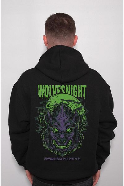 baskwear Унисекс суичър с качулка Wolves Night Wolf