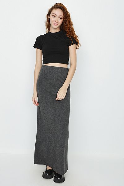 Select Moda Fusta maxi tricotată antracit pentru femei