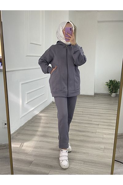 Arden Scarf مجموعة سفلية بغطاء رأس وسحاب من ثلاثة خيوط