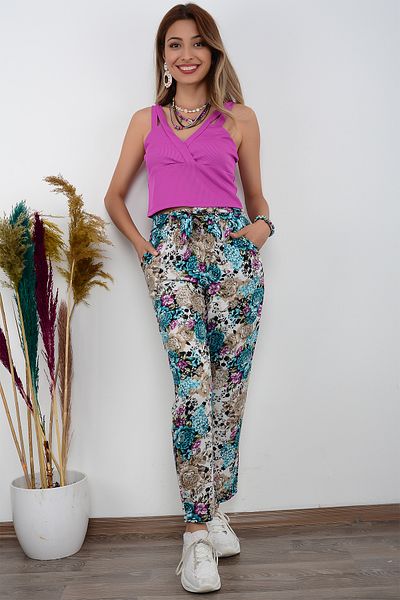 AVORWE Floral Patterned Skinny Leg Trousers