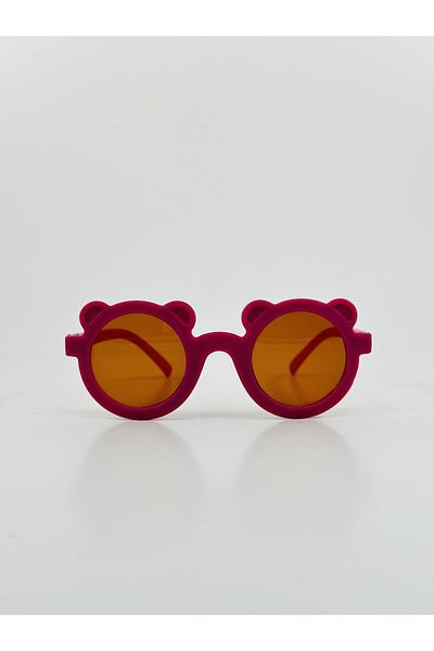 GlimmerGroove Children's Sunglasses with Teddy Bear for 1-9 Years Cherry Glasses