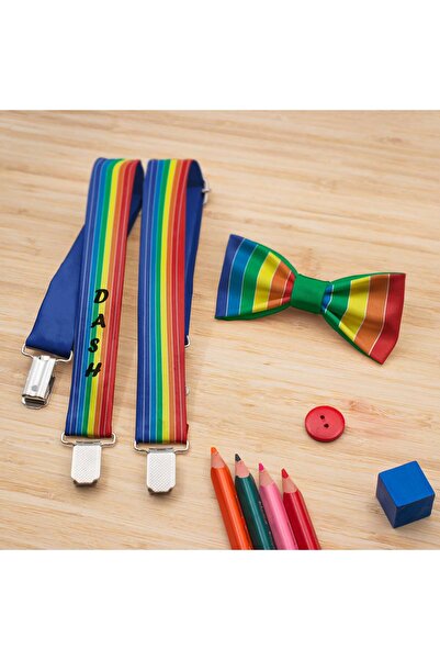 BAND Gökkuşağı Temalı Çocuk Papyon ve Pantolon Askısı