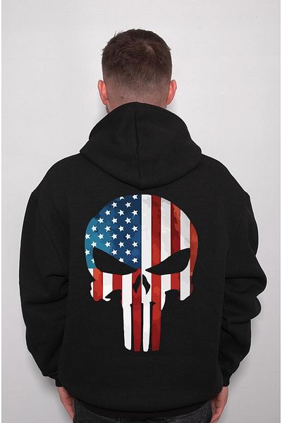 BIGROON Унисекс суичър с качулка - Punisher Frank Castle Crazy Sweatshirt