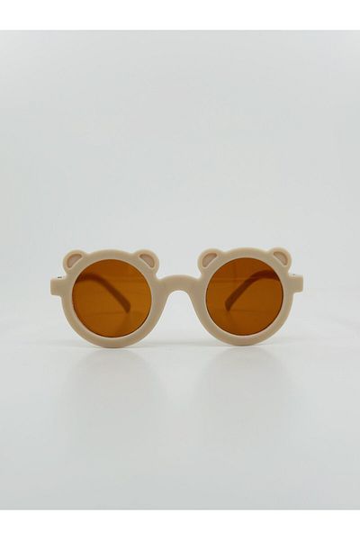 GlimmerGroove 1-9 Years Children's Sunglasses with Teddy Bear Cream Glasses