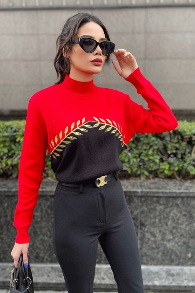 MAGARDE Embroidered Knitwear Sweater - RED