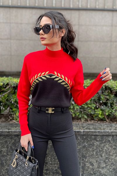 MAGARDE Embroidered Knitwear Sweater - RED