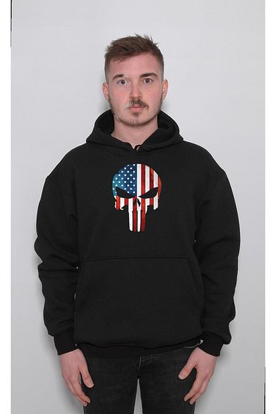 BIGROON Унисекс суичър с качулка - Punisher Frank Castle Crazy Sweatshirt