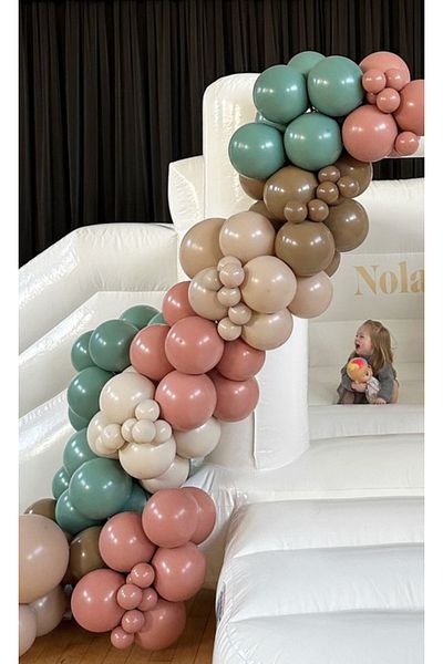 Çemrek Süs Parti Clay pink sea sand caramel island tea balloon chain set 60 pieces of balloons