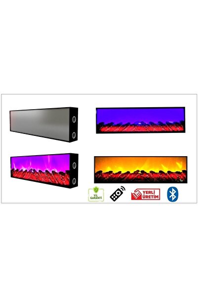FİRE DESİGN Dekoratif Elektrikli Şömine 5 Efekt Bluetooht Ateş Çıtırtı Sesi U...
