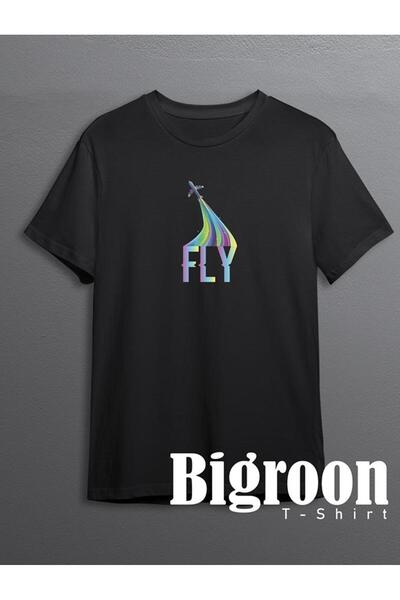 BIGROON Fly Retro Unisex majica - Avion letački transport Sa deznom