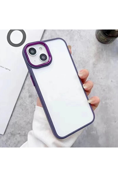 EDELFU غطاء ميكا أرجواني عميق لا يصفر مفاتيح ومعدن محيطي للكاميرا لهاتف آيفون...